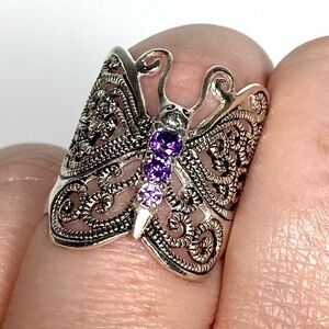 925 Ring Butterfly Purple Chrysalis Sterling Silver Size 6 4.95g